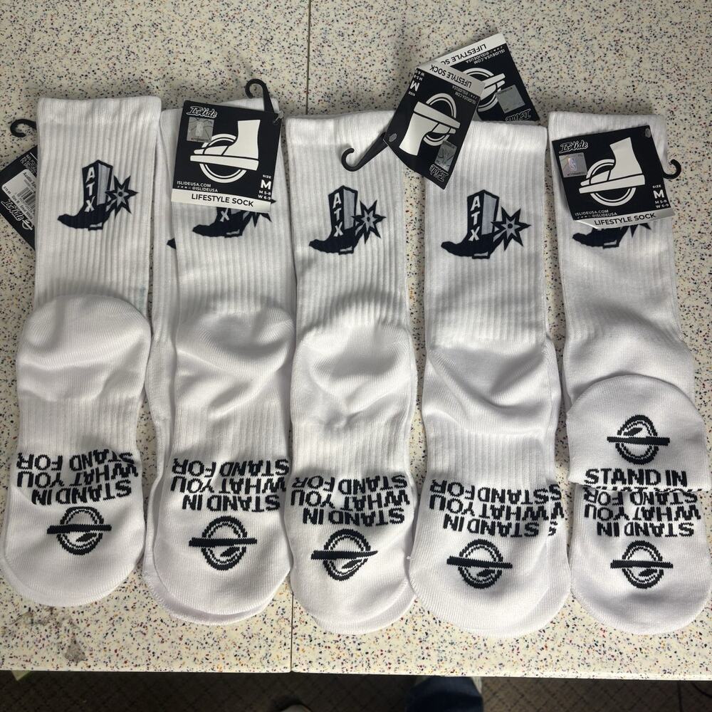 NWT 5-Pack ISlide Lifestyle Socks ATX Austin Texas NBA Spurs Basketball Medium